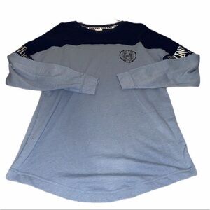 🆕VS Pink Long Sleeve Blue Varsity Top